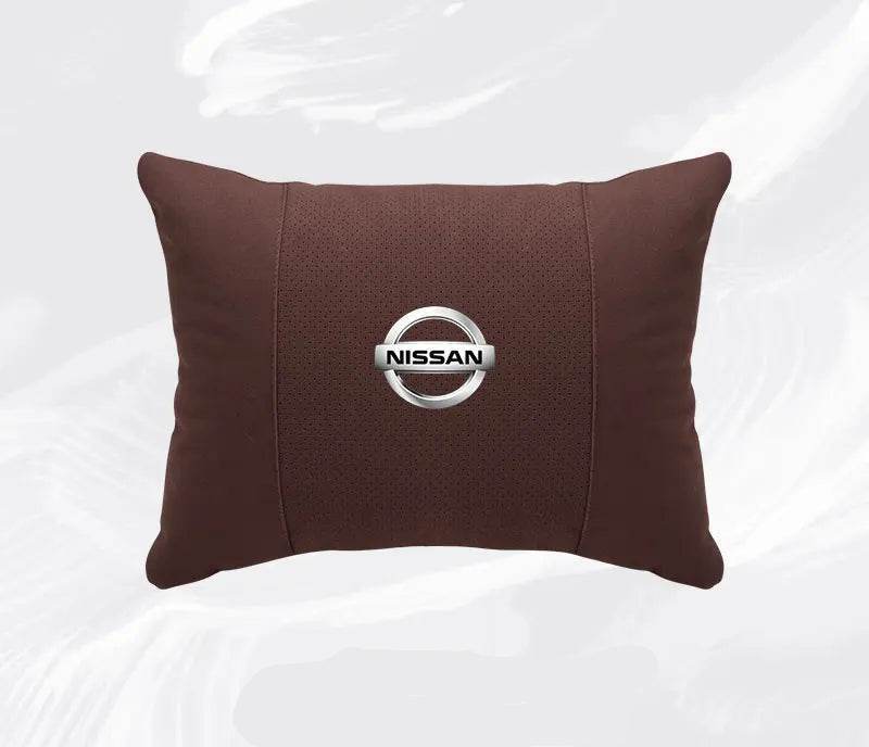 Nissan Car Neck & Lumbar Support Pillow for Sentra, Altima, X-Trail, Qashqai, Kicks & More - headrest 1pc white