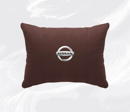 Nissan Car Neck & Lumbar Support Pillow for Sentra, Altima, X-Trail, Qashqai, Kicks & More - headrest 1pc white