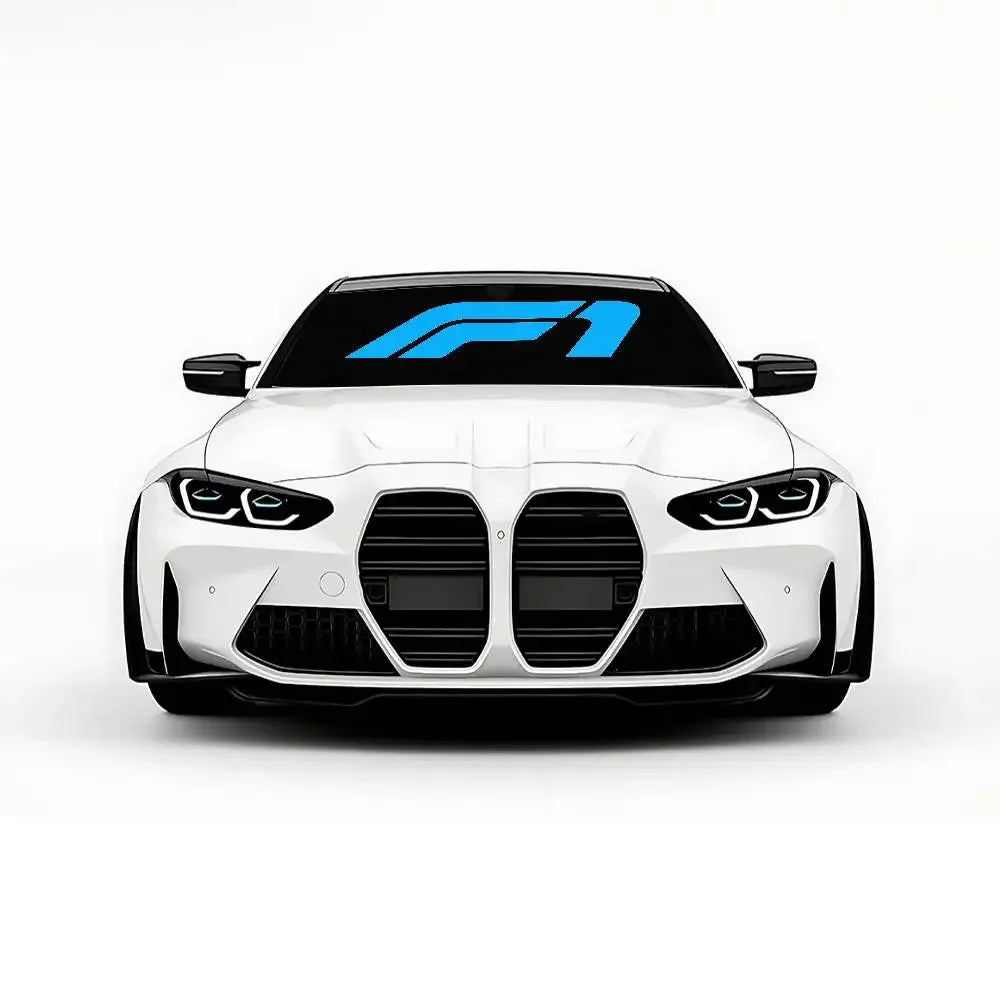 F1 Racing Pattern Universal Car Windshield Sunshade Folding Visor - F