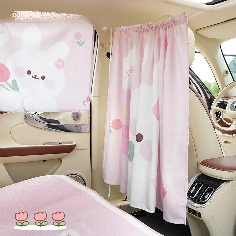 Universal Car Privacy Curtains Push-Pull Blackout Divider Rear Seat