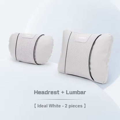Customized Logo - Leather Car Seat Pillows - Set White