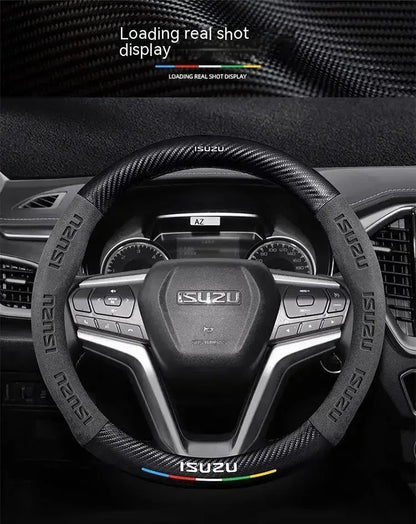 Isuzu Suede Carbon Fiber Steering Wheel Cover - Black
