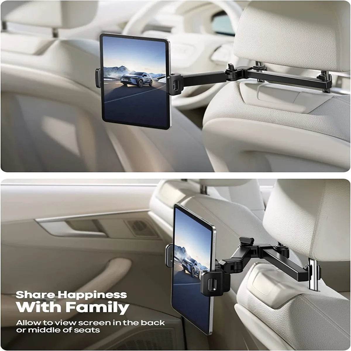 Car Headrest Tablet Holder – Adjustable Mount for iPad, Samsung & All Tablets - 