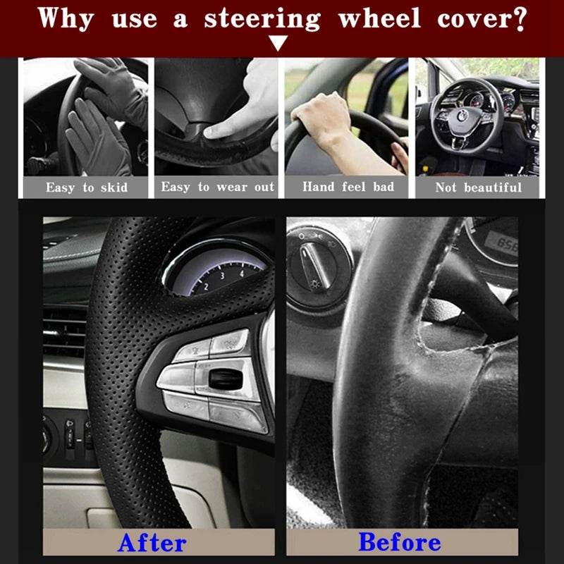 DIY Black Faux Leather Car Steering Wheel Cover For Mazda 3 Onxeira CX4 Atenza CX5 CX30 Interior Accessories Comfortable
