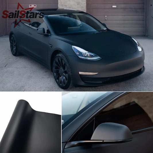 Matte Black Vinyl Wrap Film Anti-Scratch Color Change Decal for Cars and Motorcycles