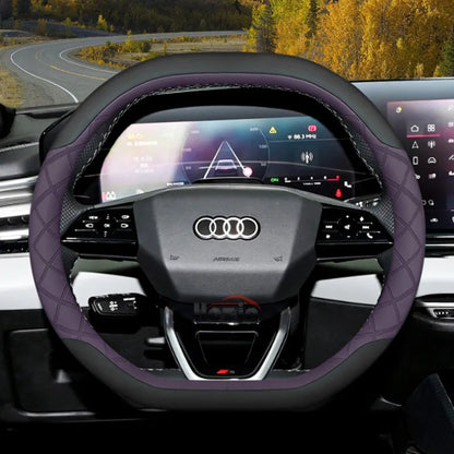 Leather Car Steering Wheel Cover for Audi Q3 Q5 A3 A5 RS3 Q7 A6 SQ5 S3 A5L 2025 2026 Accessories