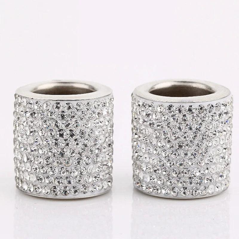 Universal Crystal Rhinestone Car Seat Headrest Ring Collars 2pc Set