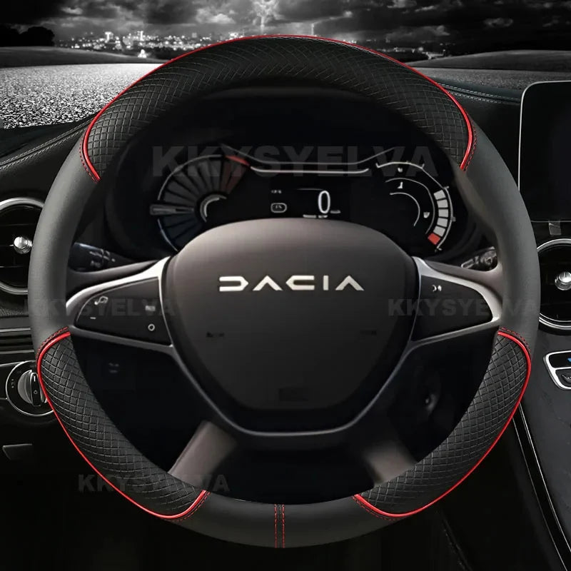 Dacia Microfibre Steering Wheel Cover - Round Shape / Red