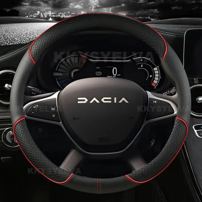 Dacia Microfibre Steering Wheel Cover - Round Shape / Red