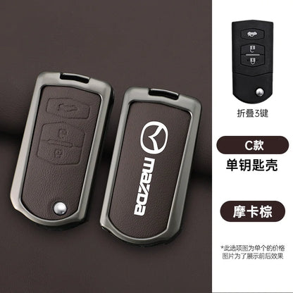 Genuine Leather Flip Key Case Cover for Mazda 2 3 5 6 8 CX5 CX7 CX9