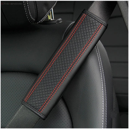 Leather Seat Belt Shoulder Pads – Breathable Safety Covers & Cushion Protection - 1