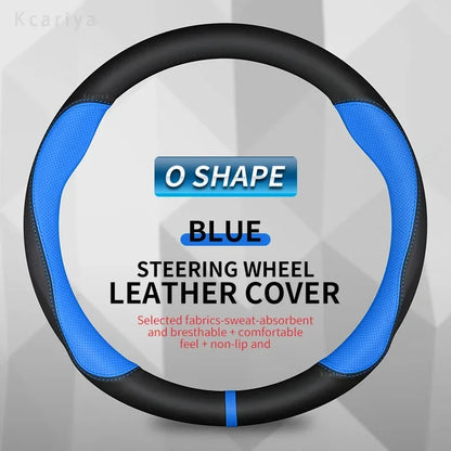 Genesis Round Leather Steering Wheel Cover - Round Shape / Blue