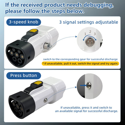Type2 V2L Discharger Adapter 16A 3.5KW EU Socket for BYD MG Renault