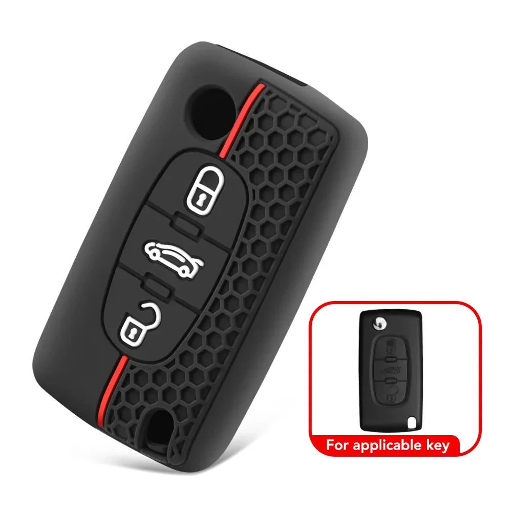 Citroen silicone flip key cover - side view