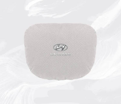 Hyundai Breathable Suede Neck Pillow for Accent, Elantra, Tucson, Sonata, Kona & More - headrest 1pc white