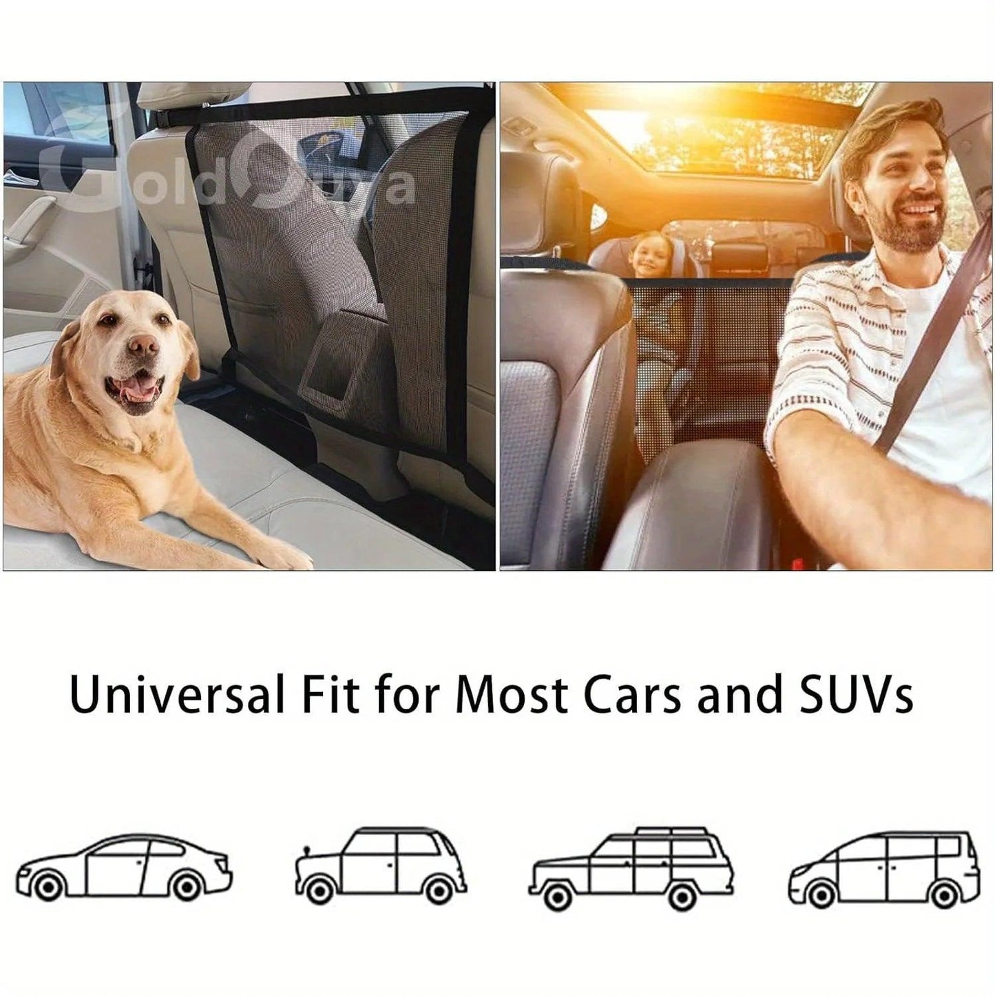 21x21" Adjustable Car Dog Barrier Net - Mesh Pet Fence Backseat