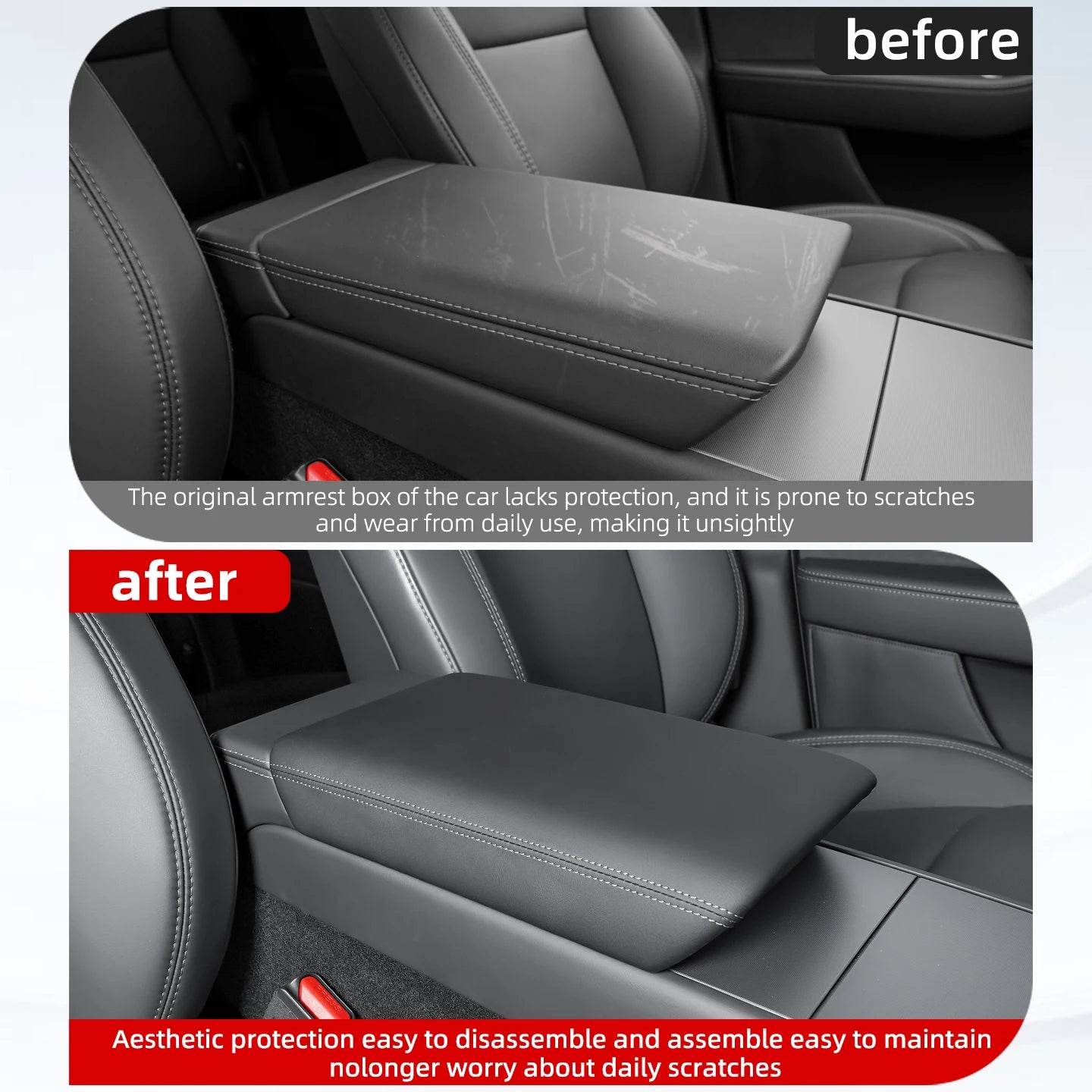 Armrest Box Cover for Tesla Model Y Juniper & Model 3 Highland – Soft Anti-Scratch Case
