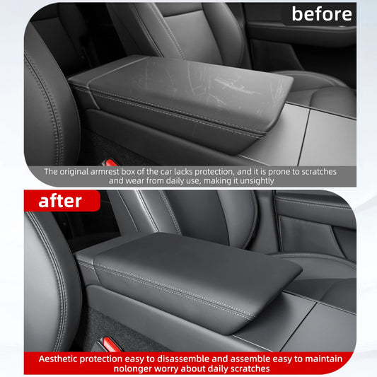 Armrest Box Cover for Tesla Model Y Juniper & Model 3 Highland – Soft Anti-Scratch Case