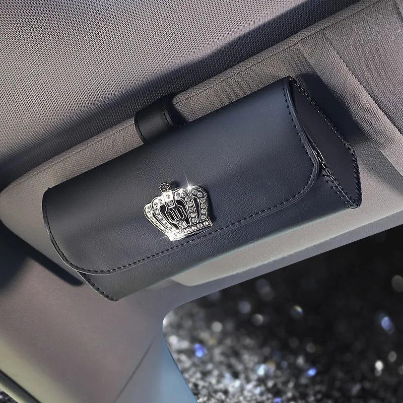 Camellia Leather Car Sunglasses Holder Universal Visor Storage Case