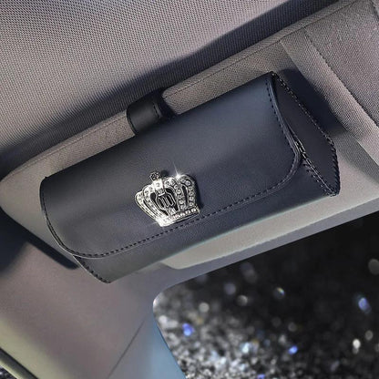 Camellia Leather Car Sunglasses Holder Universal Visor Storage Case