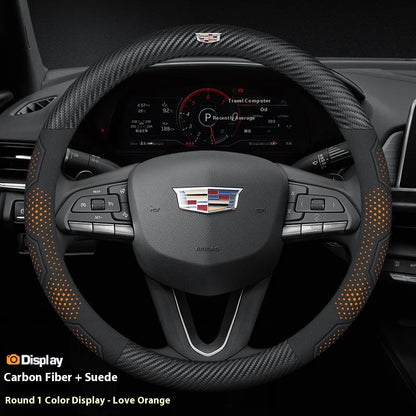 Cadillac Carbon Fiber Leather Steering Wheel Cover
