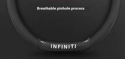 Infiniti Carbon Fiber Leather Steering Wheel Cover - O Leather Red