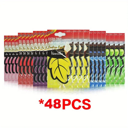 Leaf Shape Hanging Car Air Freshener - 48Pcs-mix