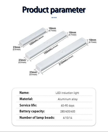 USB Rechargeable Car Sensor Light - Magnetic LED Bar - 10cm