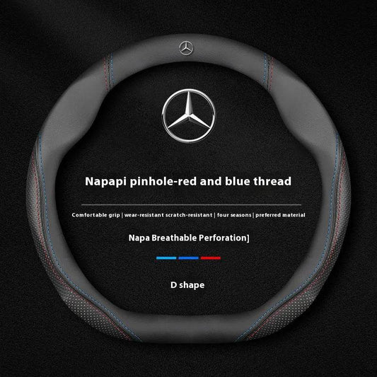 Mercedes Suede Leather Steering Wheel Cover - Fits A, B, C, E, S, GLC, GLE, CLA, ML, Vito & More - O Suede Black