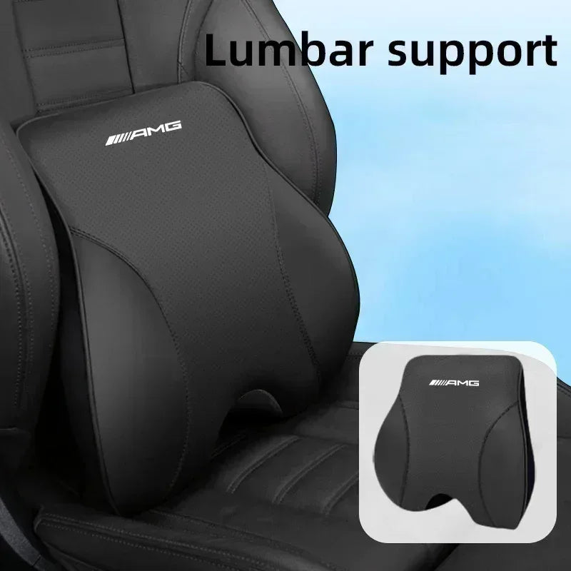 Mercedes Benz AMG Car Neck & Lumbar Support Pillow - Brown Headrest