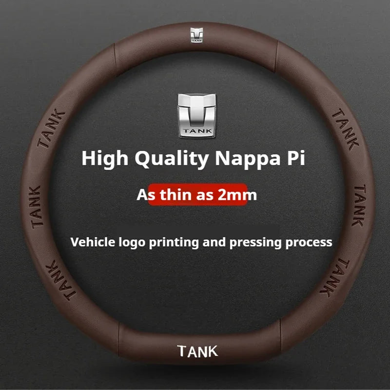 GWM Tank Suede Steering Wheel Cover - D Shape / Brown (Style E)