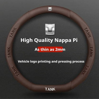 GWM Tank Suede Steering Wheel Cover - D Shape / Brown (Style E)