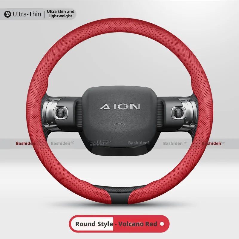 GAC AION Perforated Nappa Steering Wheel Cover - Round Shape / Volcano Red