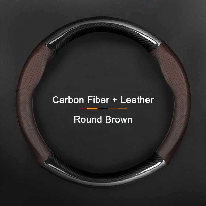 Porsche Carbon Fibre Steering Wheel Cover - Round Shape / Brown
