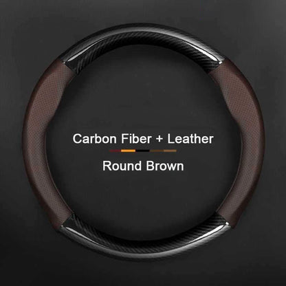 Porsche Carbon Fibre Steering Wheel Cover - Round Shape / Brown