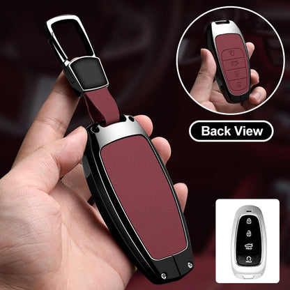 Zinc Alloy Leather Key Cover for Hyundai Santa Fe Tucson Solaris