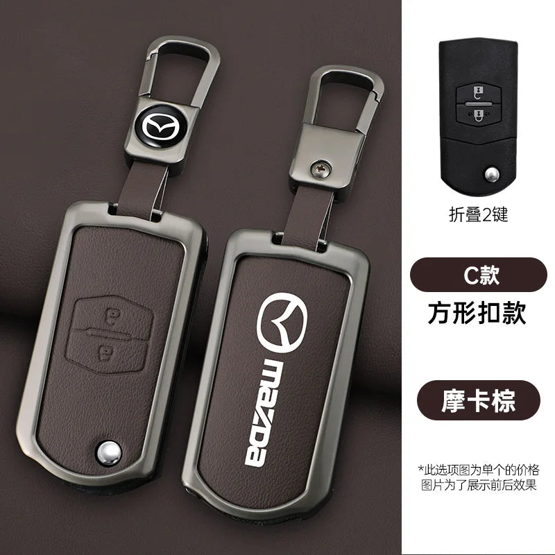 Genuine Leather Flip Key Case Cover for Mazda 2 3 5 6 8 CX5 CX7 CX9