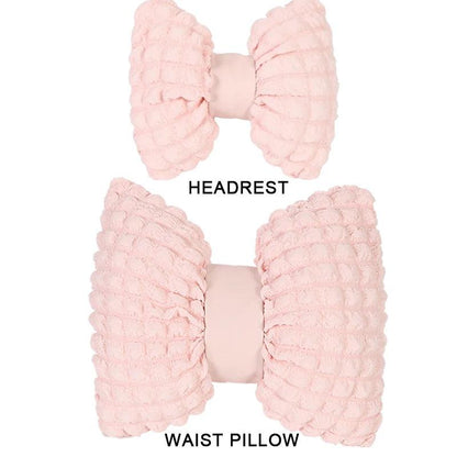Pink Soft Car Neck Pillow & Lumbar Support Set