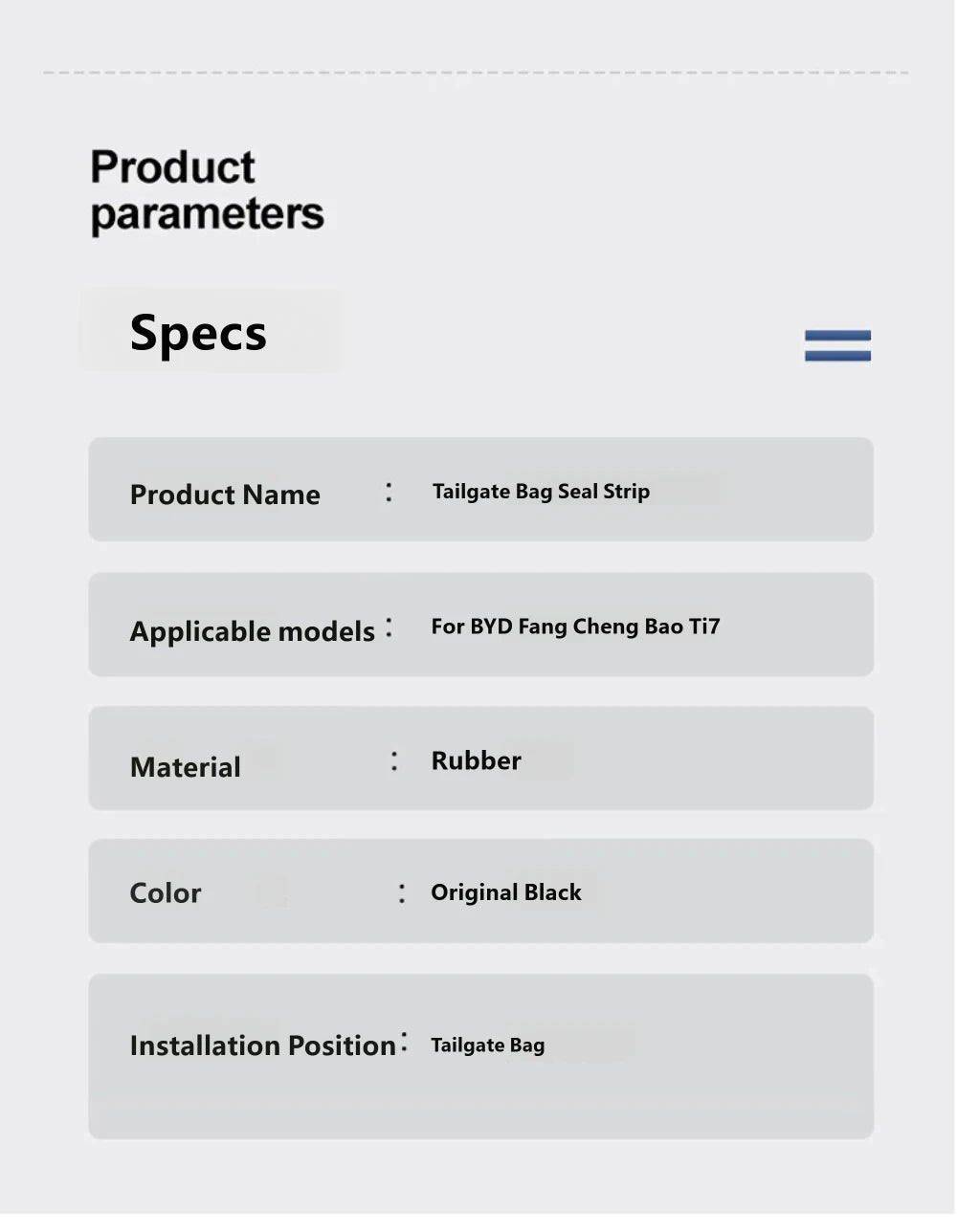 BYD Ti7 Tailgate Sealing Strip