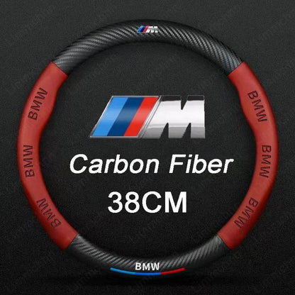 BMW 3D Carbon Fiber Leather Steering Wheel Cover | For G20 G30 G38 X1–X7 Series E90 E92 E93 320 3/5/7 Series - 