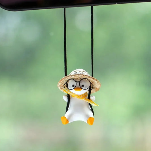 Cute Swing Duck Car Pendant – Rearview Mirror Decoration