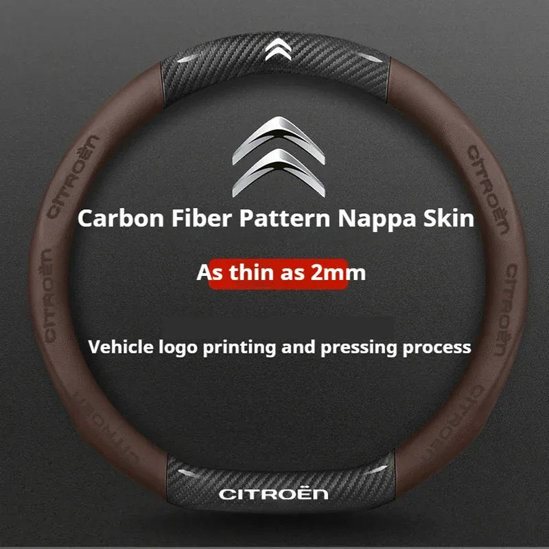 Citroen Leather Steering Wheel Cover - Type D Brown A