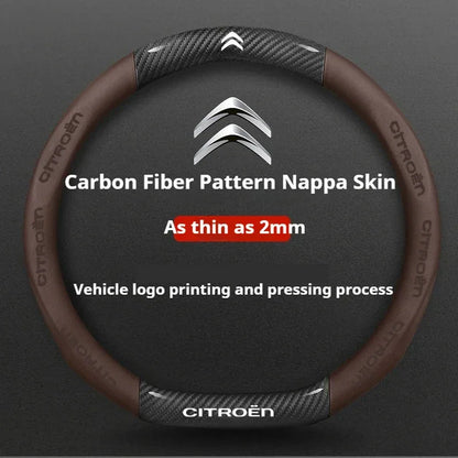 Citroen Leather Steering Wheel Cover - Type D Brown A
