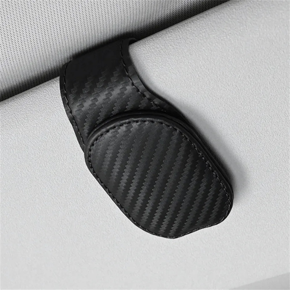 Magnetic Leather Car Visor Sunglasses Holder