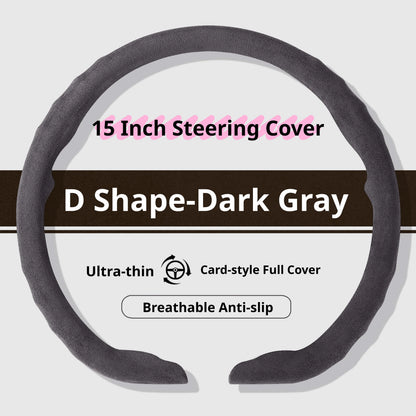 Genesis Ultrasuede Steering Wheel Cover - D Shape / Dark Grey