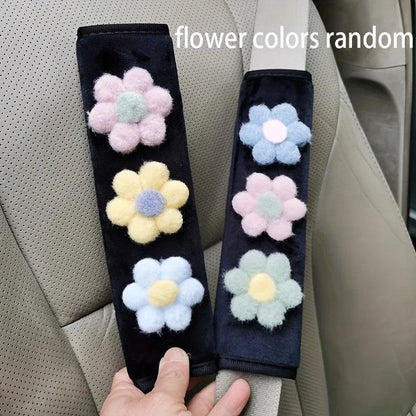 Car Seat Belt Shoulder Pads 2pcs Floral Anti-Strangle Protective