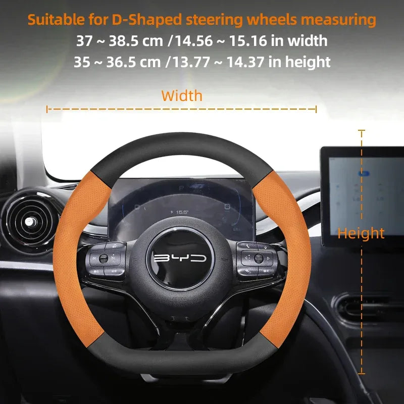 BYD Breathable Leather Carbon Fiber Steering Wheel Cover - Universal