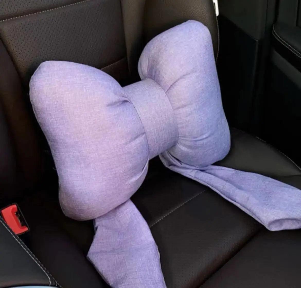 Butterfly Bow Tie Cotton Linen Car Neck Pillow Head Restraint