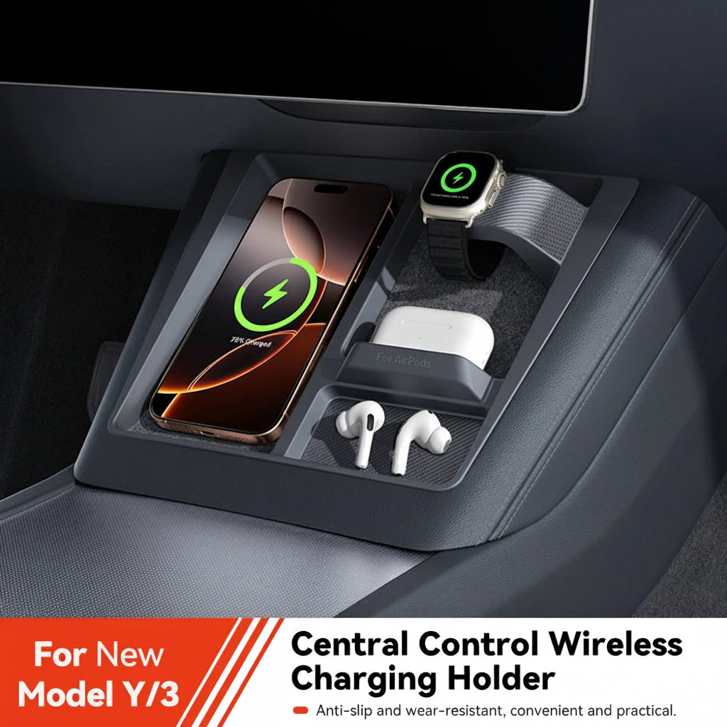 Tesla Model 3 Y Highland Juniper Wireless Charging Tray Non-Slip Frame for Phones Watches Headphones