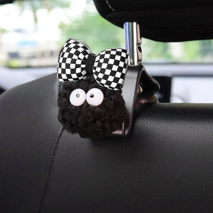 Black Coal Ball Car Seat Hooks - 2PC Headrest Storage Organizer